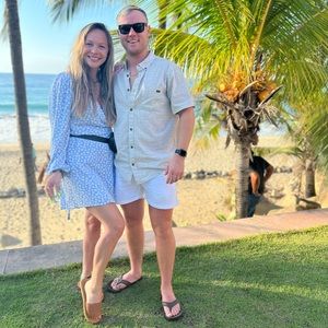 Billabong blue daisy wrap dress